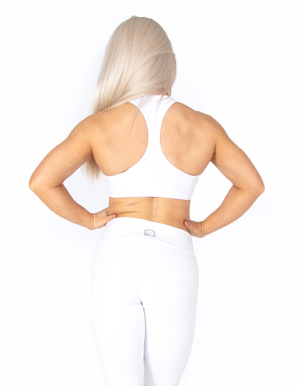 RACERBACK SPORTS BRA - WHITE - Rise Above Fear, High Performance Activewear, Sportswear