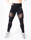 MESH PANEL HIGH RISE LEGGINGS - BLACK - Rise Above Fear, High Performance Activewear, Sportswear