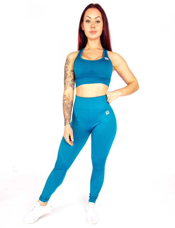 SEAMLESS '3D FIT' SCULPT SPORTS BRA - AZURE BLUE