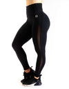 MESH PANEL HIGH RISE LEGGINGS - BLACK