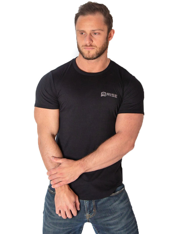 PREMIUM MEN'S T-SHIRT - BLACK - Rise Above Fear, High Performance Activewear, Sportswear