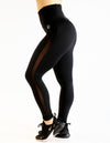 MESH PANEL HIGH RISE LEGGINGS - BLACK