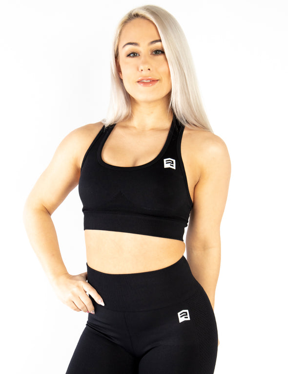 SEAMLESS '3D FIT' SCULPT SPORTS BRA - BLACK