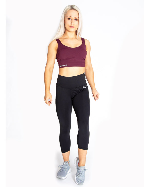 HIGH RISE CAPRI LEGGINGS - BLACK - Rise Above Fear, High Performance Activewear, Sportswear