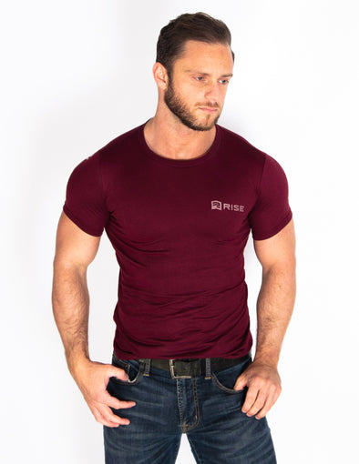 PREMIUM MEN'S T-SHIRT - MAROON - Rise Above Fear, High Performance Activewear, Sportswear