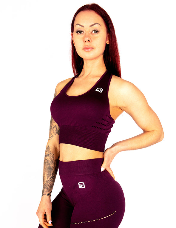 SEAMLESS SCULPT SPORTS BRA - MULBERRY