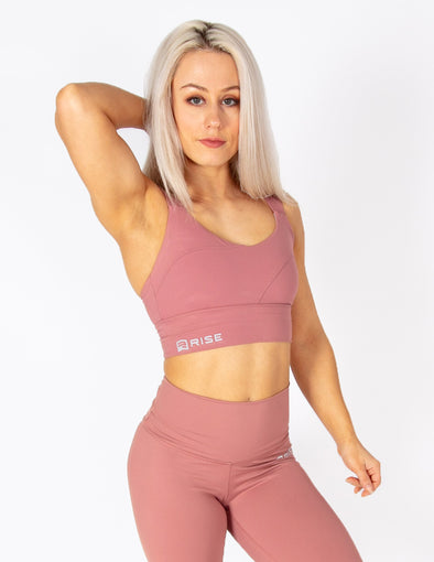SIGNATURE SPORTS BRA - DUSTY ROSE - Rise Above Fear, High Performance Activewear, Sportswear