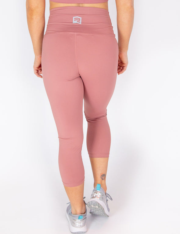 HIGH RISE CAPRI LEGGINGS - DUSTY ROSE - Rise Above Fear, High Performance Activewear, Sportswear