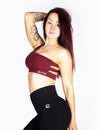 ONE SHOULDER MESH SPORTS BRA - WINE - Rise Above Fear, High Performance Activewear, Sportswear