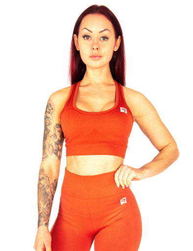 SEAMLESS '3D FIT' SCULPT SPORTS BRA - RUST