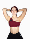 ONE SHOULDER MESH SPORTS BRA - WINE - Rise Above Fear, High Performance Activewear, Sportswear