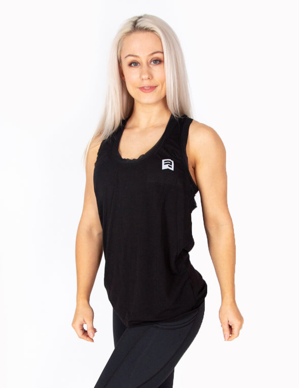 MESH SLEEVELESS T-SHIRT - BLACK - Rise Above Fear, High Performance Activewear, Sportswear