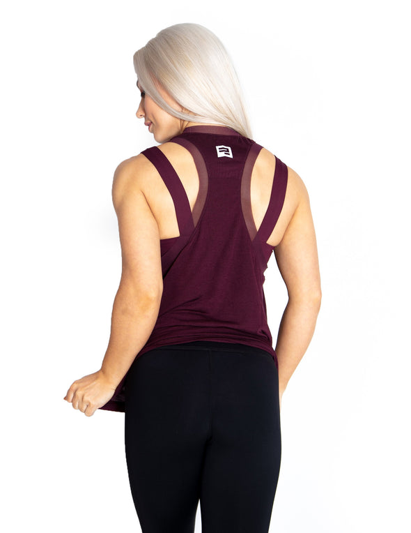 MESH SLEEVELESS T-SHIRT - MAROON - Rise Above Fear, High Performance Activewear, Sportswear