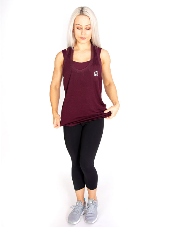 MESH SLEEVELESS T-SHIRT - MAROON - Rise Above Fear, High Performance Activewear, Sportswear