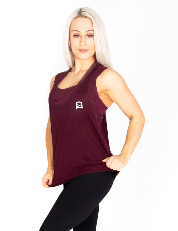 MESH SLEEVELESS T-SHIRT - MAROON - Rise Above Fear, High Performance Activewear, Sportswear