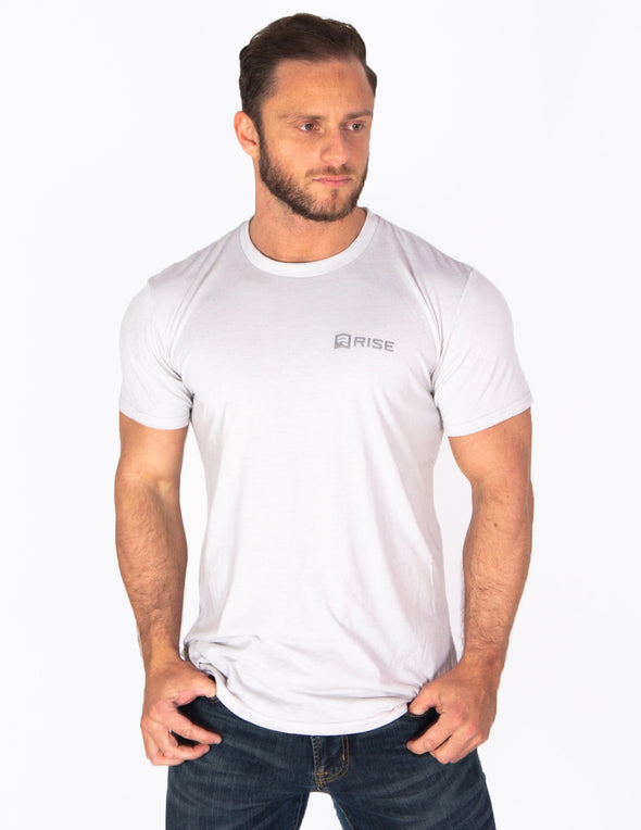 PREMIUM MEN'S T-SHIRT - LIGHT GREY - Rise Above Fear, High Performance Activewear, Sportswear