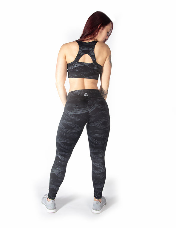 GRAPHIC PRINT MID RISE LEGGINGS - BLACK - Rise Above Fear, High Performance Activewear, Sportswear