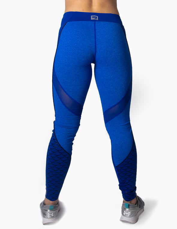 MERMAID MESH PANEL LEGGINGS - BLUE - Rise Above Fear, High Performance Activewear, Sportswear