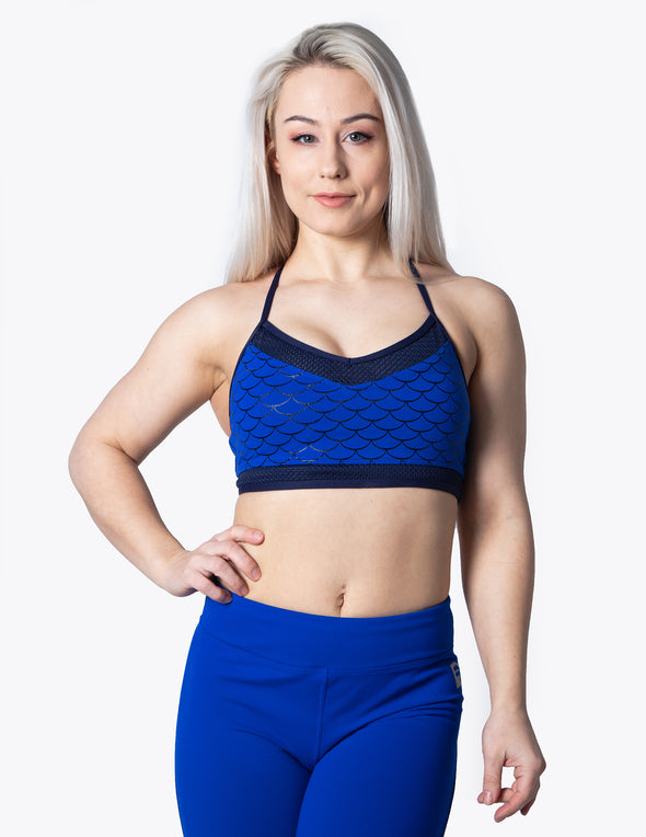 MERMAID RACERBACK SPORTS BRA - BLUE - Rise Above Fear, High Performance Activewear, Sportswear