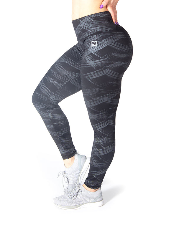 GRAPHIC PRINT MID RISE LEGGINGS - BLACK - Rise Above Fear, High Performance Activewear, Sportswear
