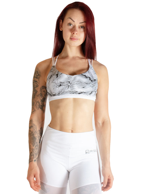 MARBLE EFFECT SPORTS BRA - WHITE