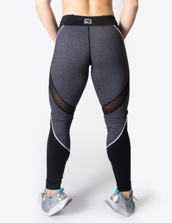 MERMAID MESH PANEL LEGGINGS - GREY/BLACK - Rise Above Fear, High Performance Activewear, Sportswear