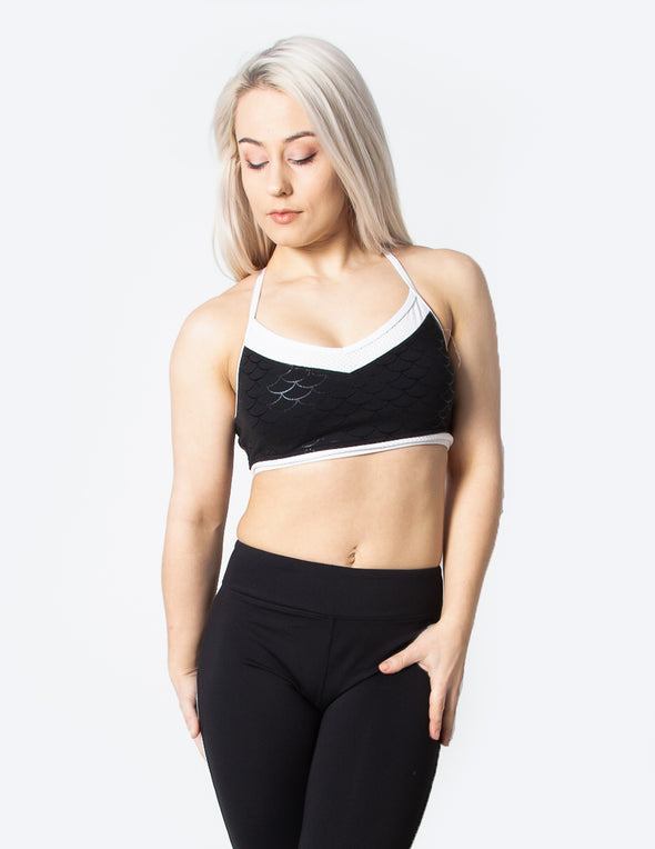 MERMAID RACERBACK SPORTS BRA - BLACK - Rise Above Fear, High Performance Activewear, Sportswear