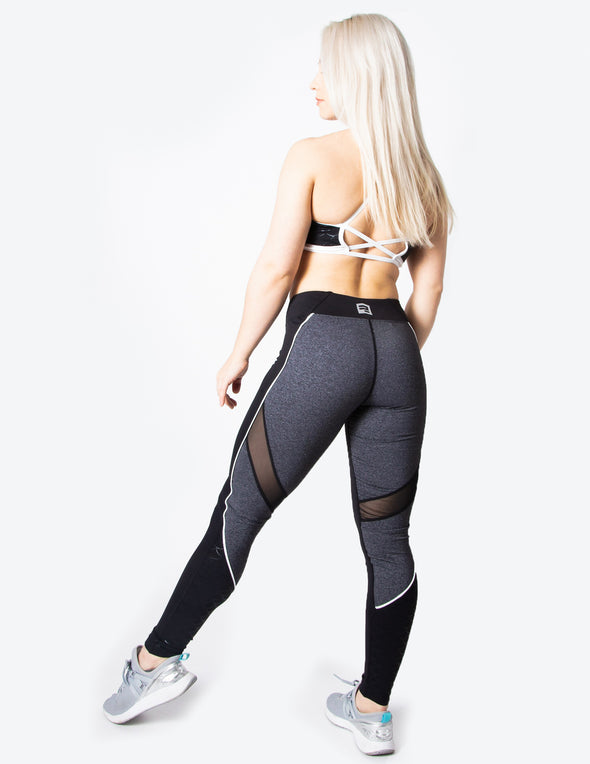 MERMAID MESH PANEL LEGGINGS - GREY/BLACK - Rise Above Fear, High Performance Activewear, Sportswear