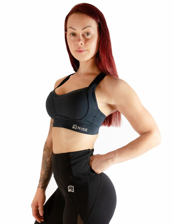 MESH PANEL SPORTS BRA - DARK NAVY