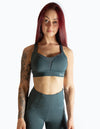 MESH PANEL SPORTS BRA - TEAL