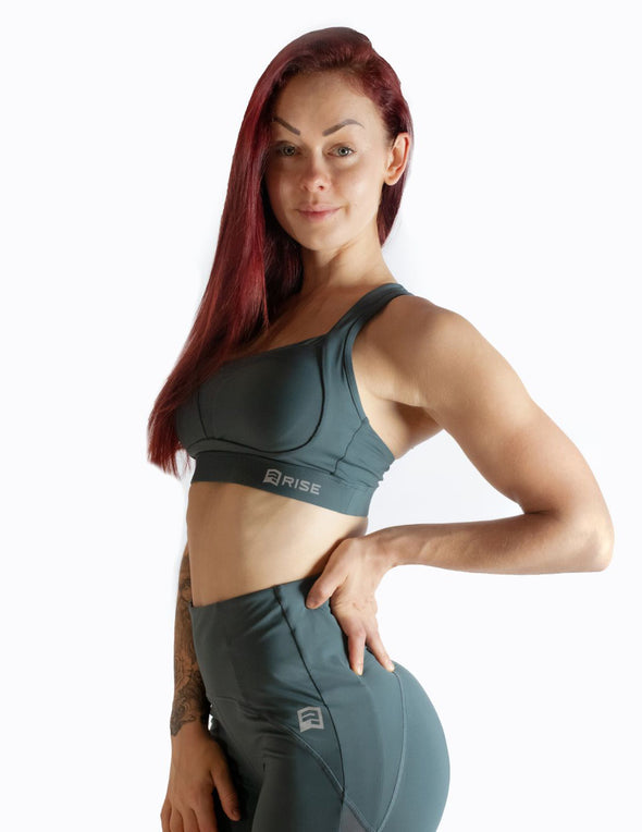 MESH PANEL SPORTS BRA - TEAL