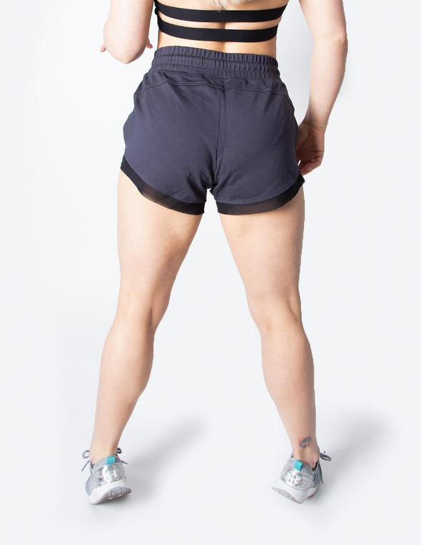 SIGNATURE SHORTS WITH MESH INSERT - BLACK - Rise Above Fear, High Performance Activewear, Sportswear