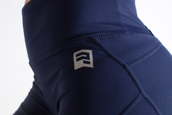 MESH PANEL LEGGING SHORTS - NAVY