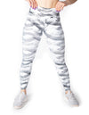 GRAPHIC PRINT MID RISE LEGGINGS - WHITE - Rise Above Fear, High Performance Activewear, Sportswear