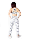 GRAPHIC PRINT MID RISE LEGGINGS - WHITE - Rise Above Fear, High Performance Activewear, Sportswear